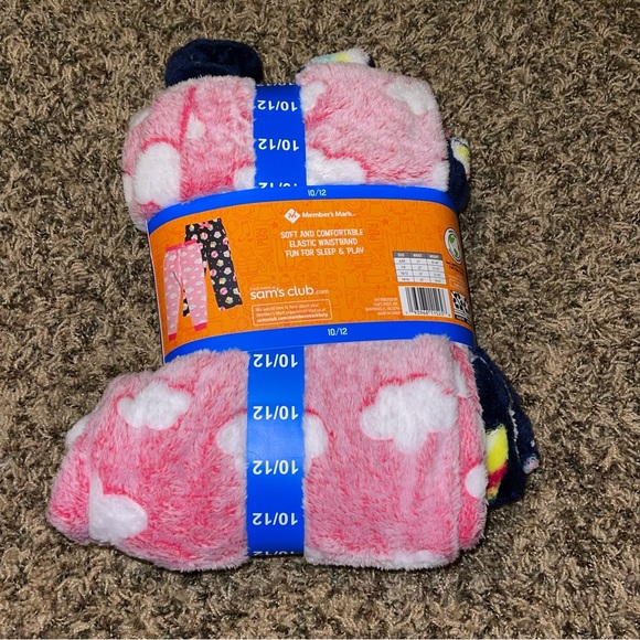 2 pack Members Mark Girls Favorite Plush Sleep Pant size 10/12 Cupcake Cloud - Picture 2 of 4
